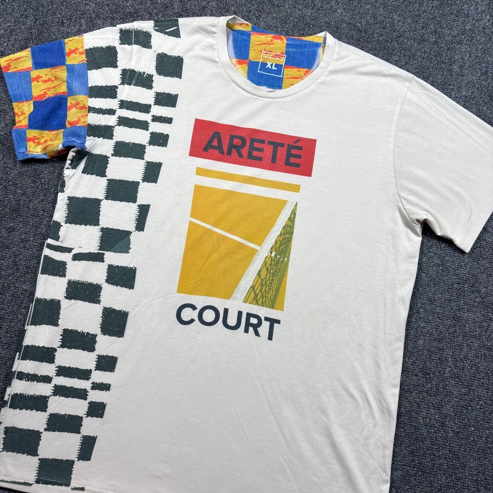 Arete Complete T Shirt Mens XL Cream Graphic Sport Tencel Spandex